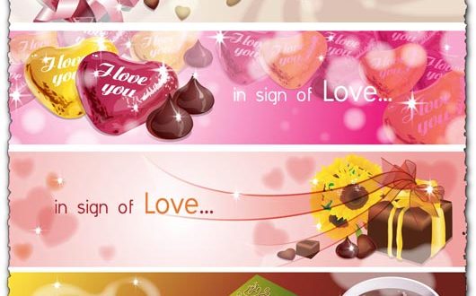 Love themes vector banners