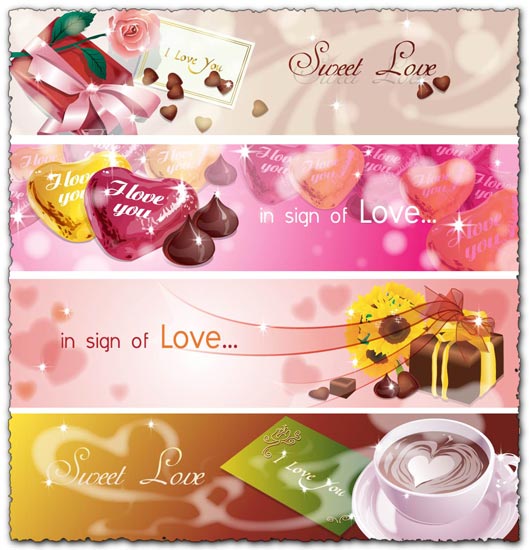 Love themes vector banners