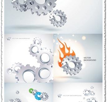 Silver gear wheels vectors
