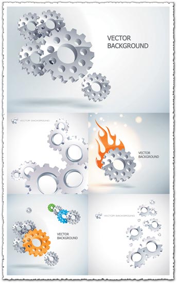 Silver gear wheels vectors