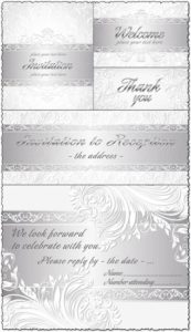 Silver wedding invitations with floral curly shapes