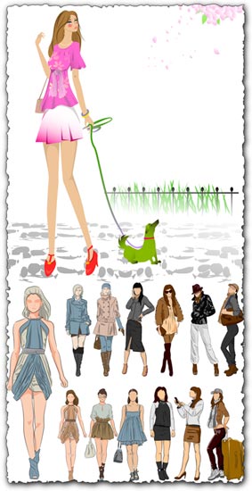 Sketch of fashion girls vectors