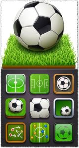 Soccer balls models and icons vector