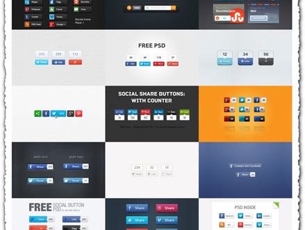 Social media buttons PSD design