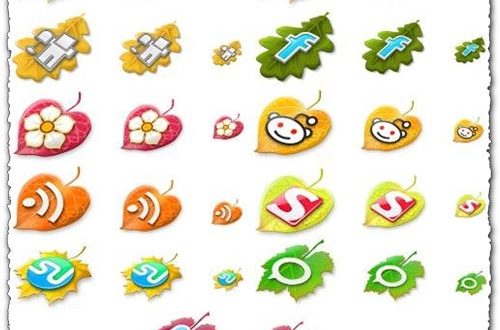 Social media leaves png icons