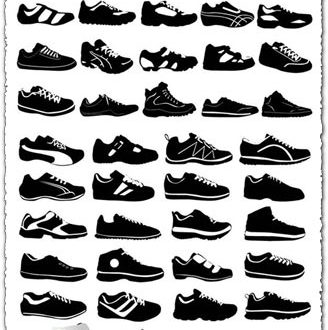 Sport shoes vector silhouettes