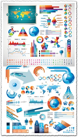 Statistic charts infographics vector