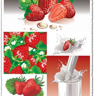 Strawberries and milk vector posters
