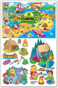 Summer camping vector illustrations