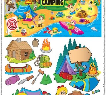 Summer camping vector illustrations