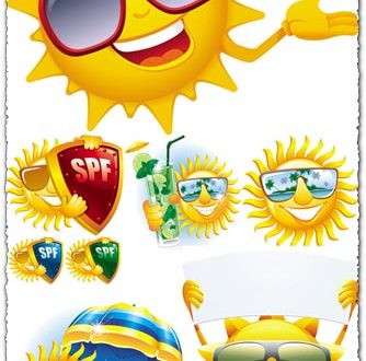 Sun smiley face expressions vector
