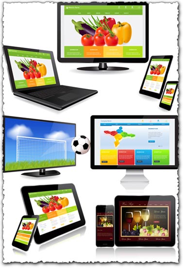 Tablet, smartphone, monitor and slim tv vectors