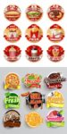 Tasty fast food vector labels