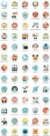 Technology and social media flat vector icons