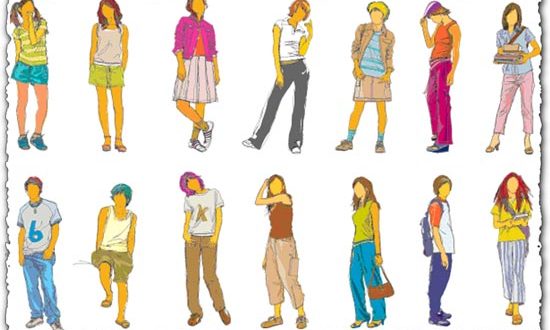 Teenagers silhouette vectors