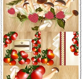Tomatoes and mushrooms vectors