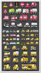 Transportation and construction vehicles vectors