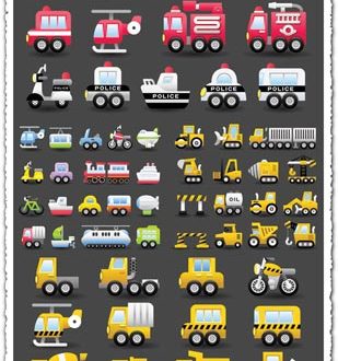 Transportation and construction vehicles vectors