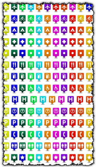 Travel icons for GPS maps Travel icons for GPS maps