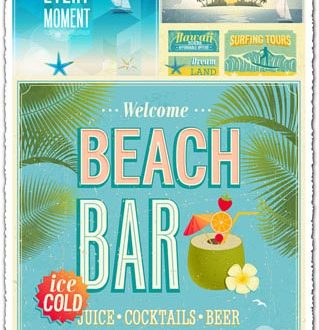 Travel posters vintage design vector
