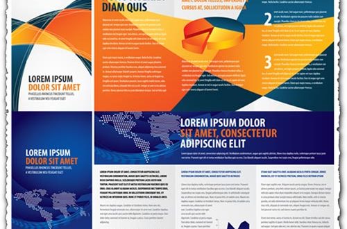 Tri fold business brochure vectors