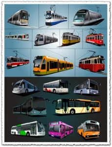 Trolley buses and trams vectors