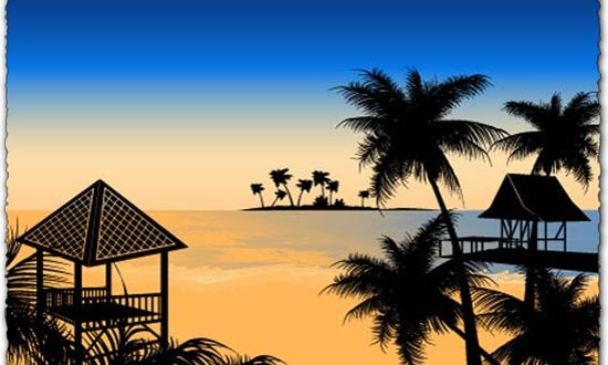 Tropical Beach Vector EPS