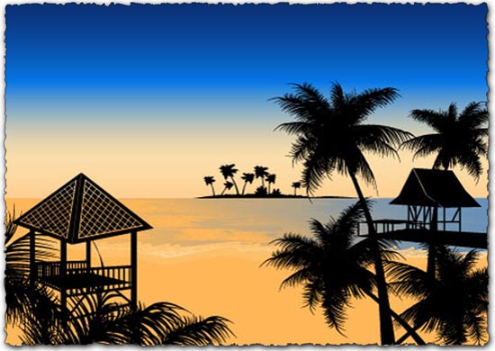 Tropical Beach Vector EPS