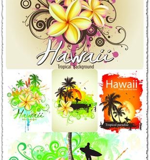 Tropical paradise poster vectors