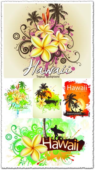 Tropical paradise poster vectors