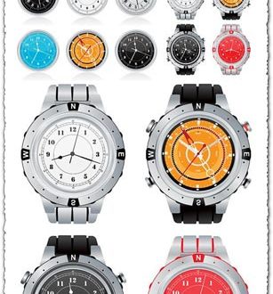 Types of watches vector templates