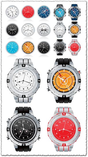 Types of watches vector templates