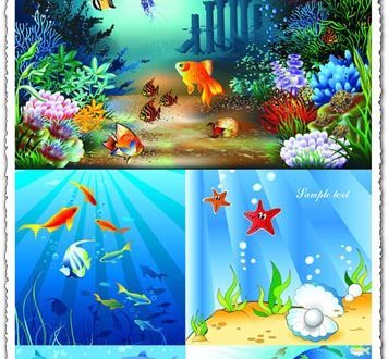 Underwater world of marine life vector