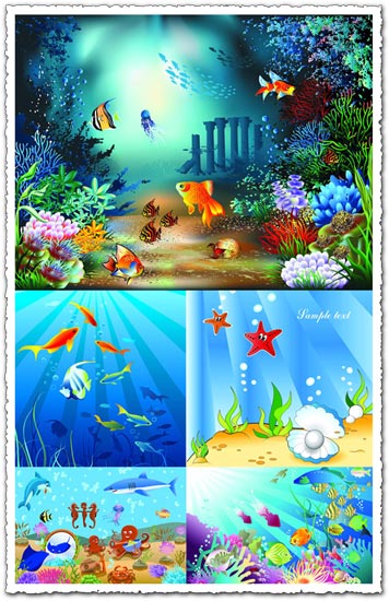 Underwater world of marine life vector