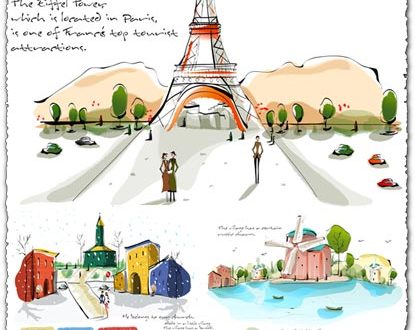 Urban landscape paintings vectors