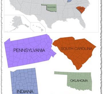 USA states and counties vector map