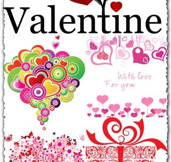 Valentine’s day with hearts and gift boxes vectors