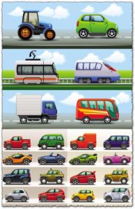 Variety of big and small cars vectors