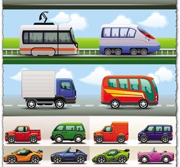 Variety of big and small cars vectors
