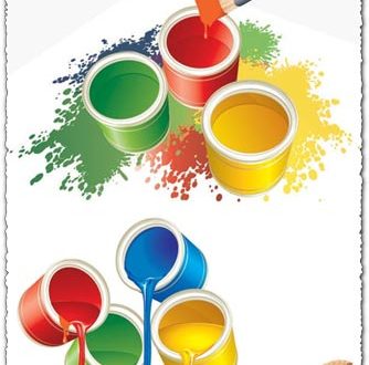 Vector buckets with colorful paint
