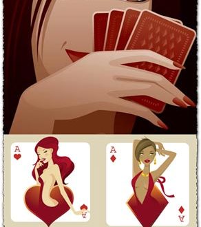 Vector card girls