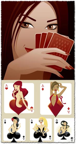 Vector card girls