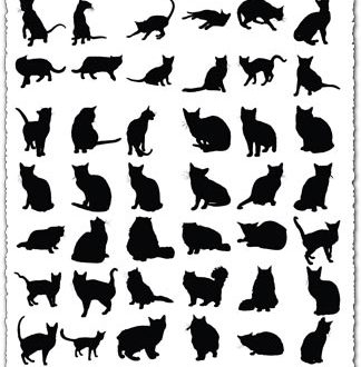 Vector cats silhouette shapes