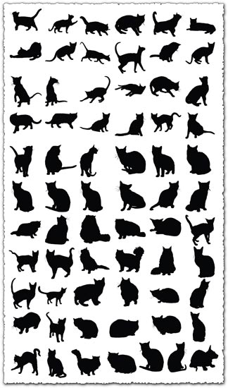 Vector cats silhouette shapes