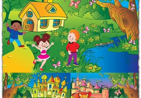 Vector postcards for kids