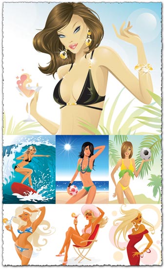 Summer girls vectors