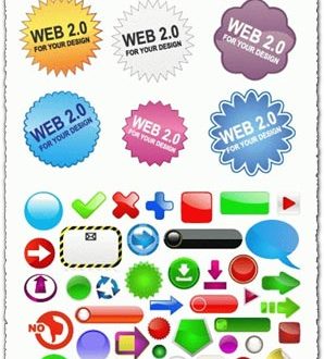 Vector web buttons and labels