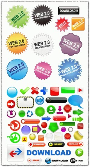 Vector web buttons and labels