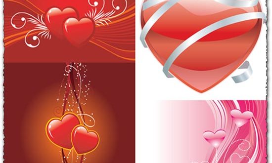 Heart shapes in abstract background vector