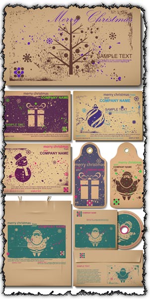 Vintage Christmas vector labels